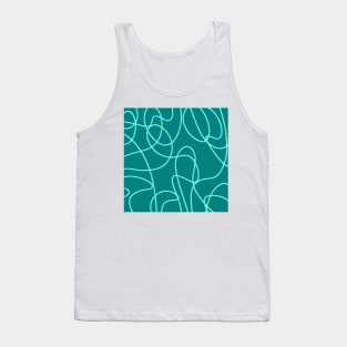 Teal Line Art Tank Top